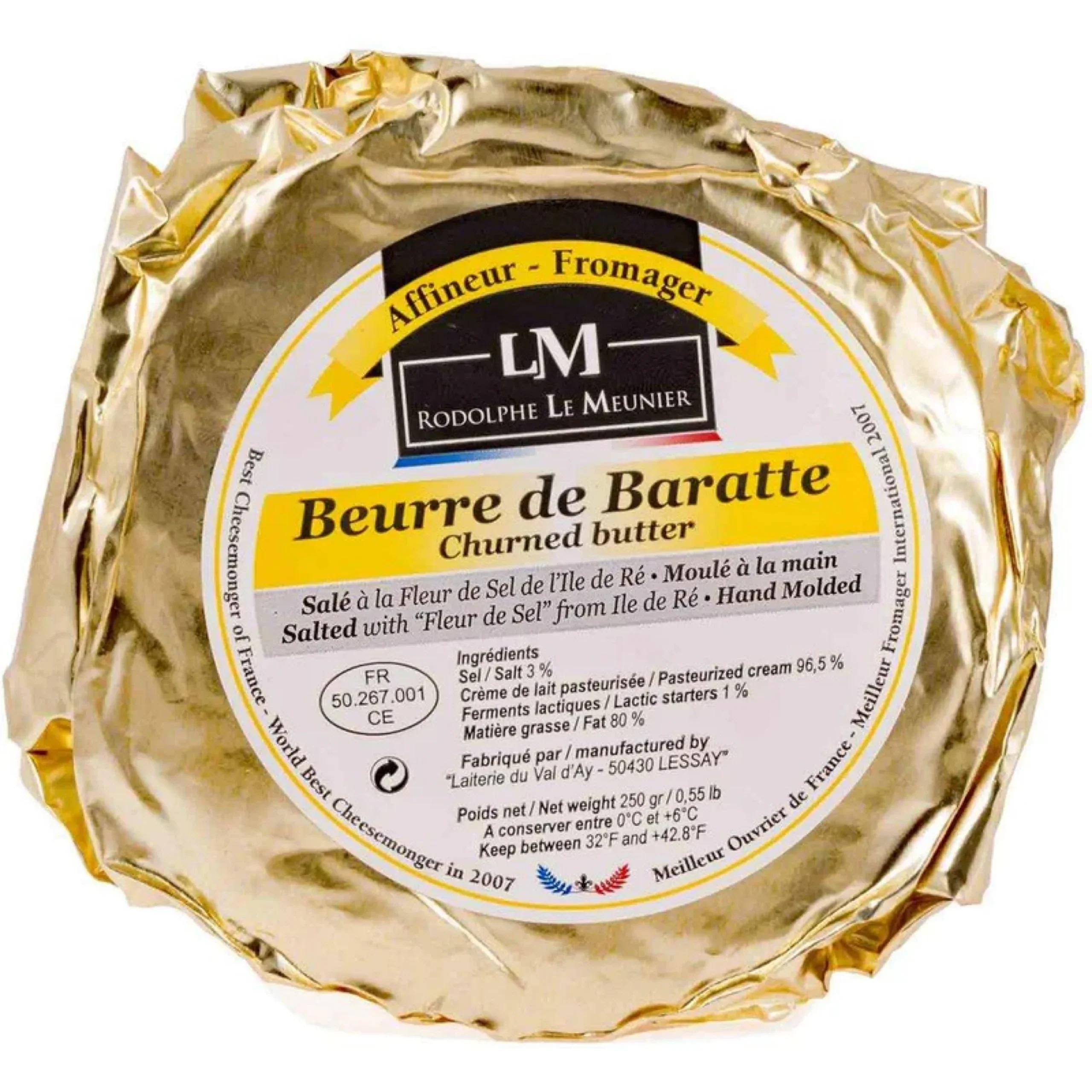 Rodolphe Le Meunier Beurre de Baratte Demi-Sel - Salted butter (250g) - 12ea Case
